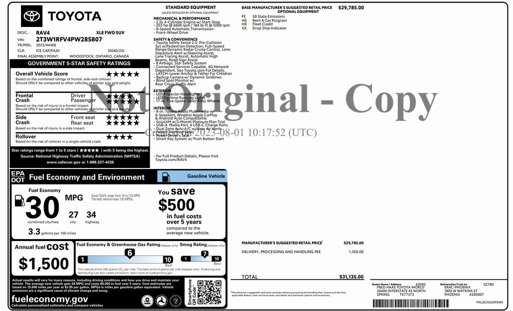 Used 2023 Toyota RAV4 XLE with VIN 2T3W1RFV4PW285807 for sale in Northfield, Minnesota