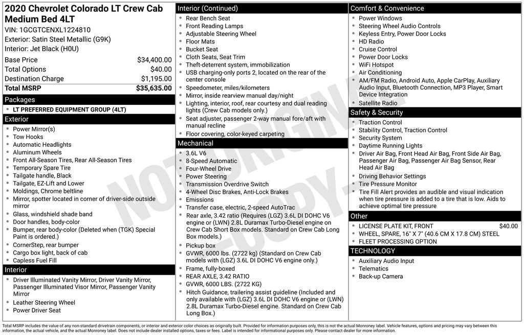 Used 2020 Chevrolet Colorado LT with VIN 1GCGTCENXL1224810 for sale in Elk River, Minnesota