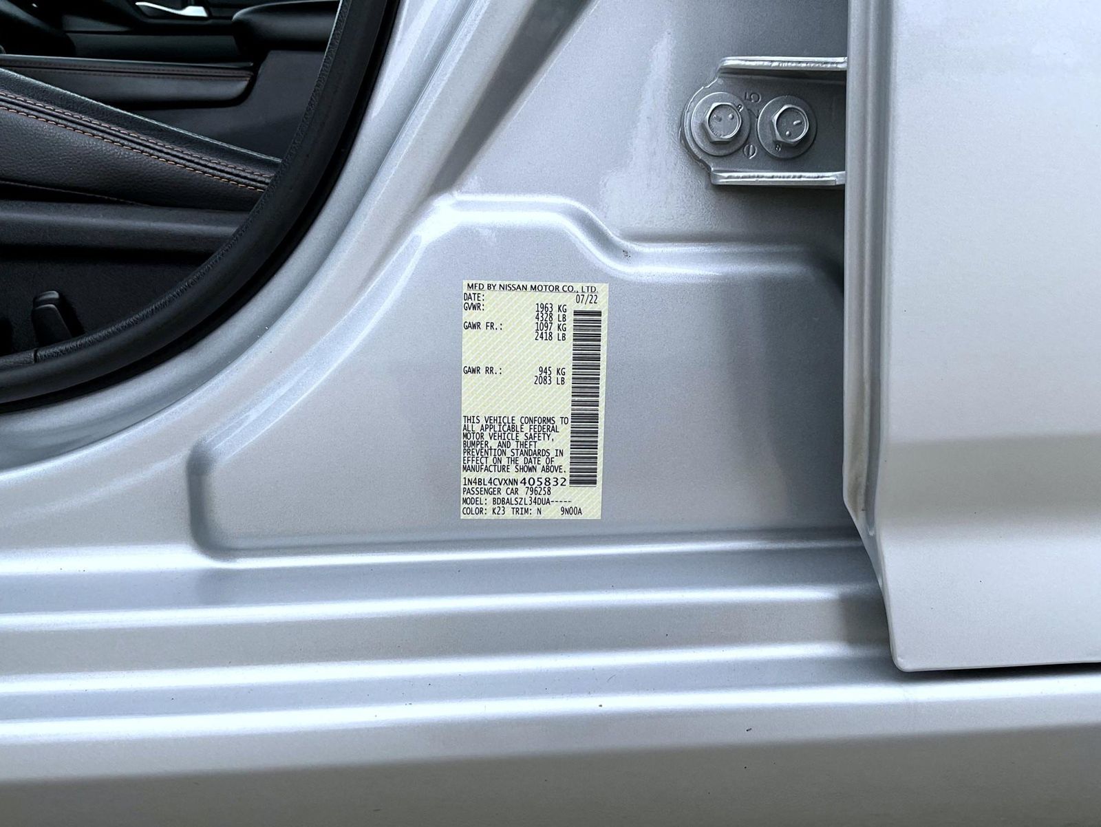 2022 Nissan Altima 2.5 SR photo 25