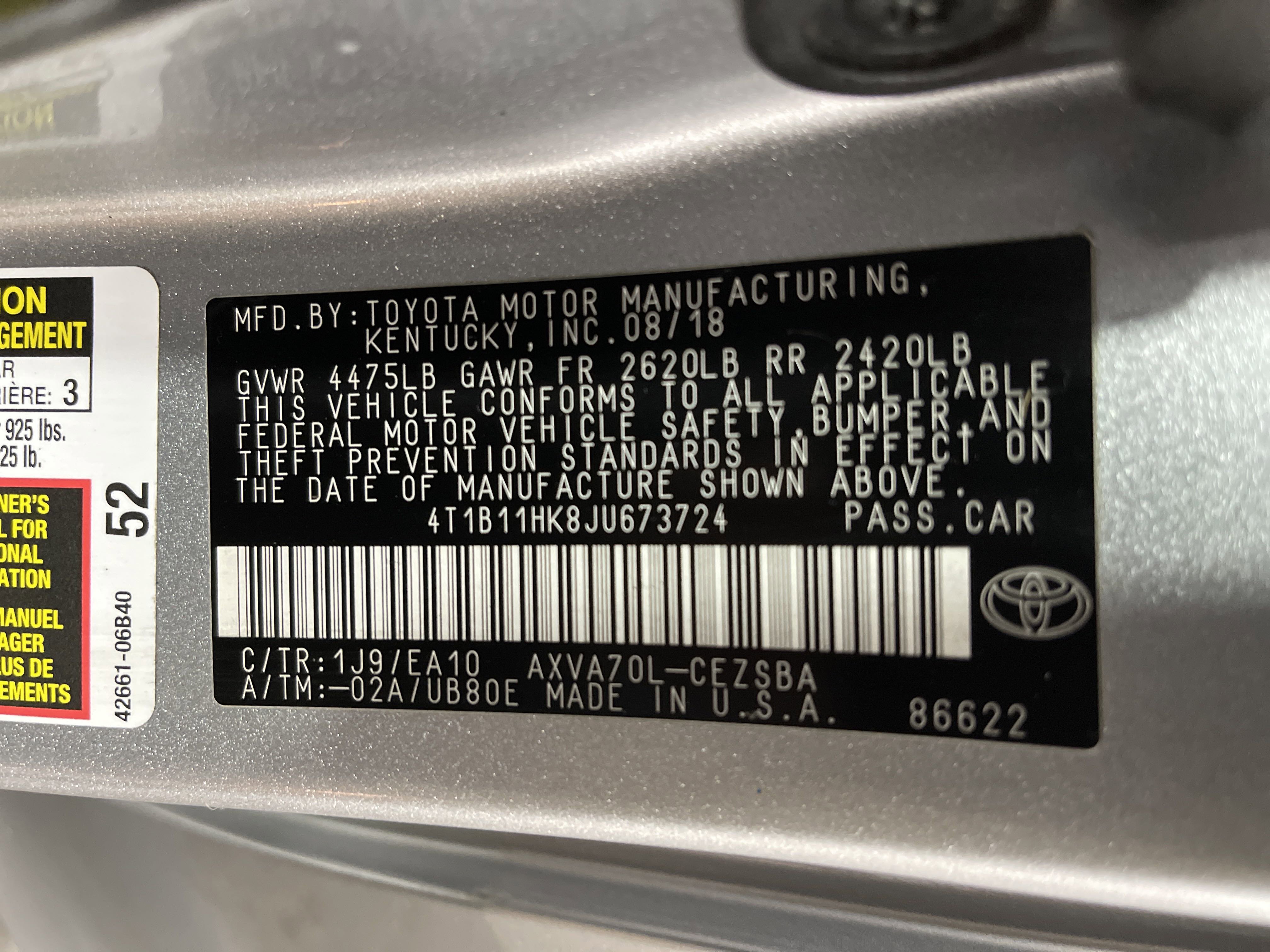 2018 Toyota Camry SE photo 14