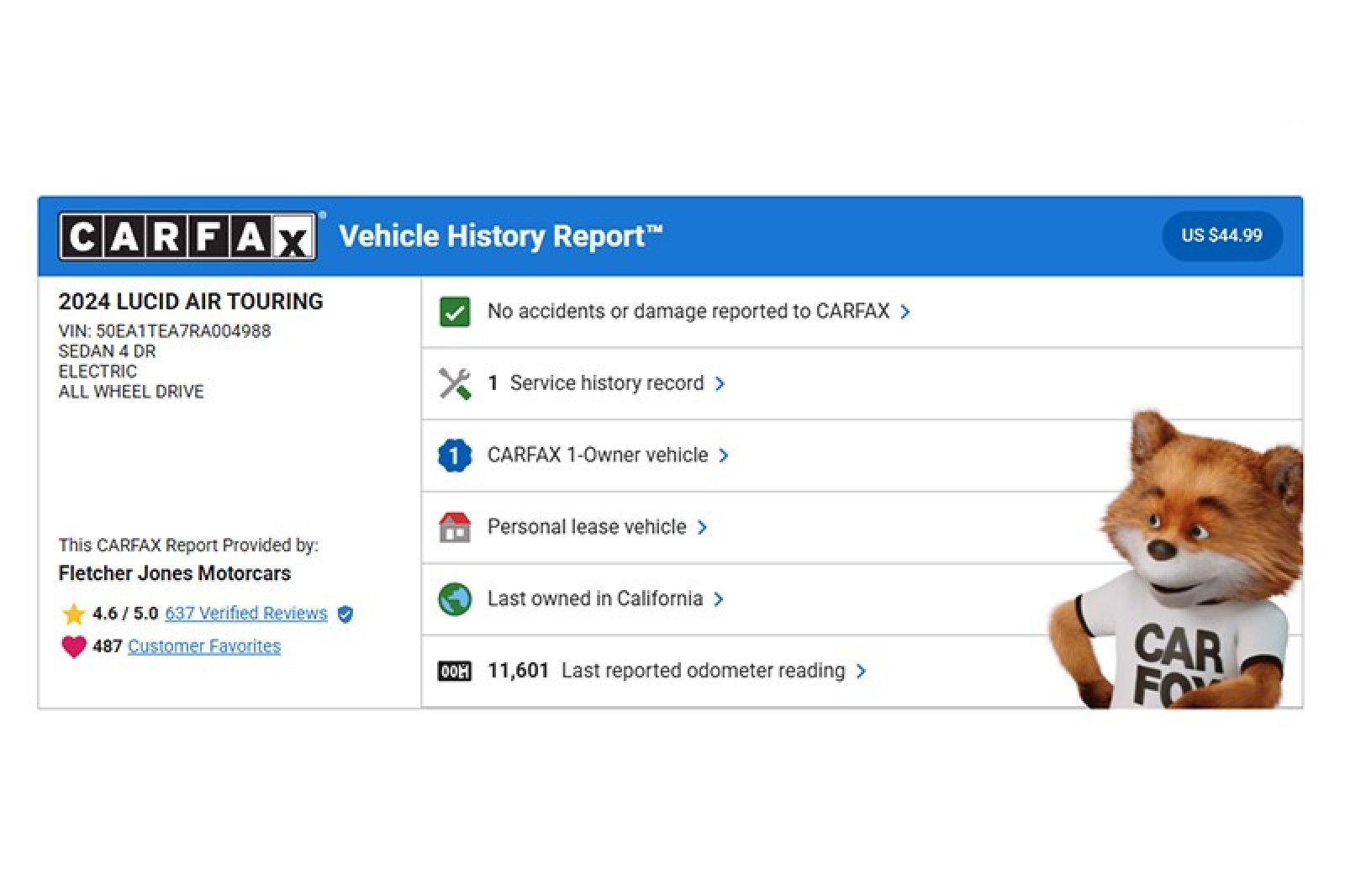 Used 2024 Lucid Air Touring with VIN 50EA1TEA7RA004988 for sale in Costa Mesa, CA