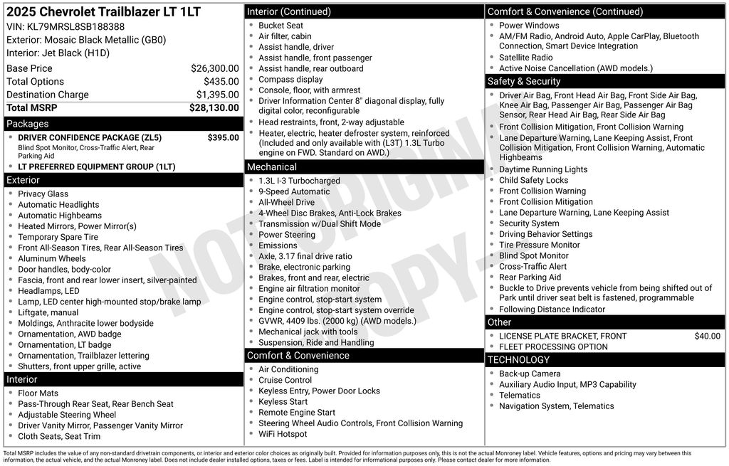 Used 2025 Chevrolet Trailblazer LT with VIN KL79MRSL8SB188388 for sale in Elk River, Minnesota