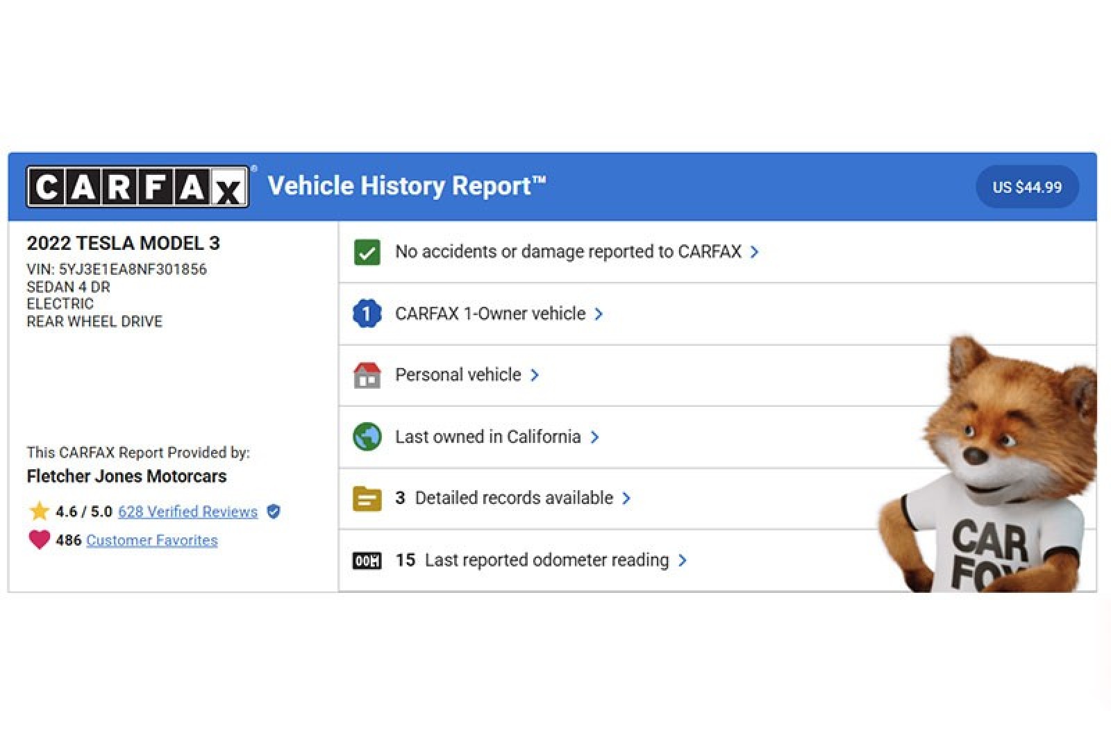 Used 2022 Tesla Model 3 Base with VIN 5YJ3E1EA8NF301856 for sale in Costa Mesa, CA