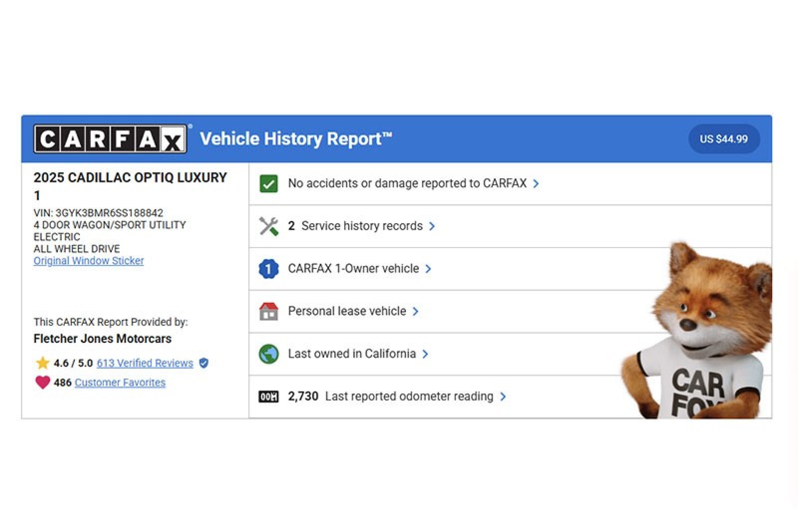 Used 2025 Cadillac OPTIQ Luxury 1 with VIN 3GYK3BMR6SS188842 for sale in Costa Mesa, CA