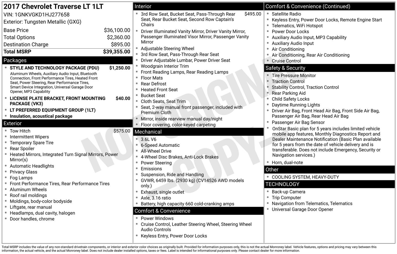 Used 2017 Chevrolet Traverse 1LT with VIN 1GNKVGKD1HJ277658 for sale in Brainerd, Minnesota