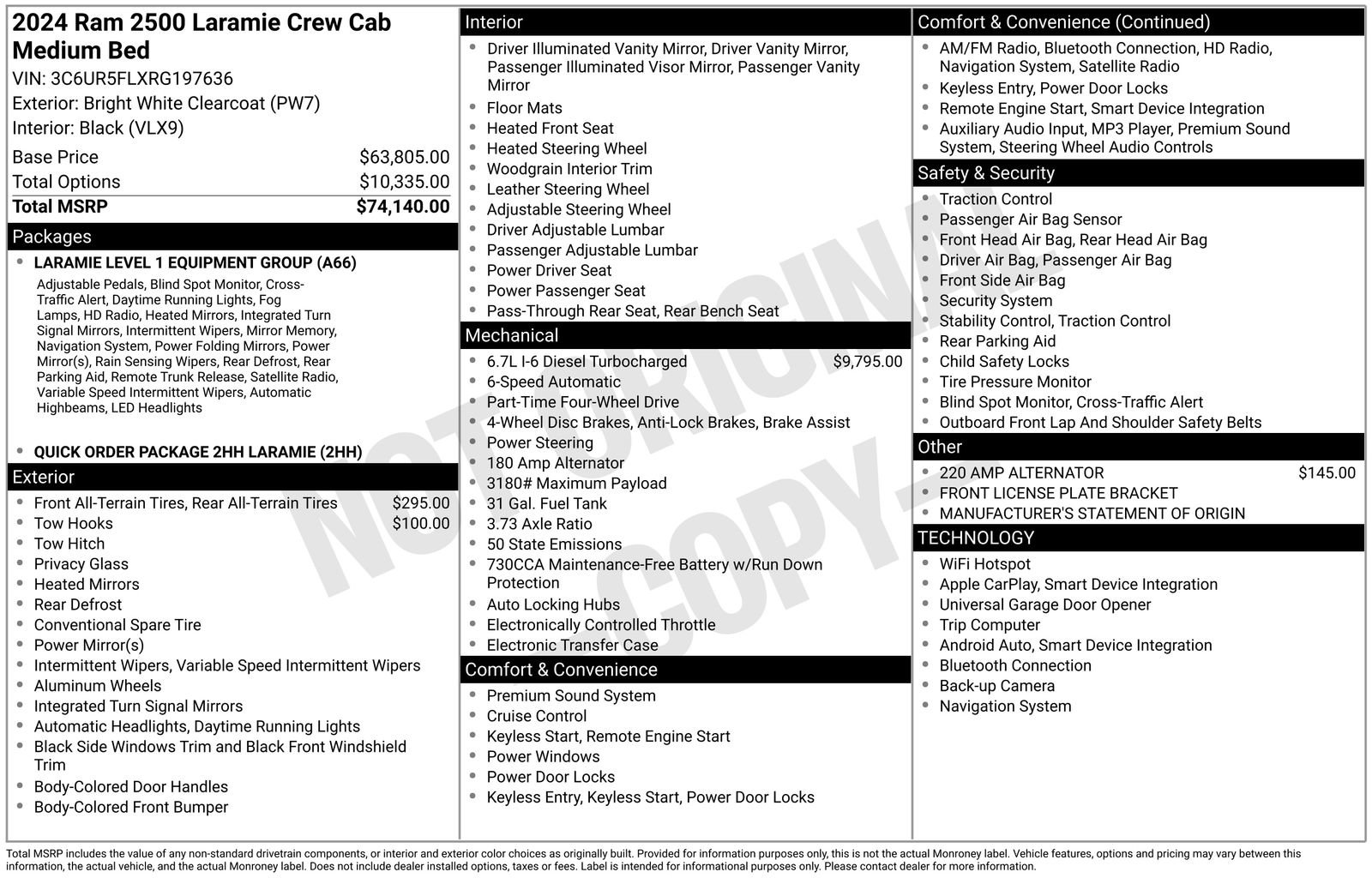 Used 2024 RAM Ram 2500 Pickup Laramie with VIN 3C6UR5FLXRG197636 for sale in Baxter, Minnesota