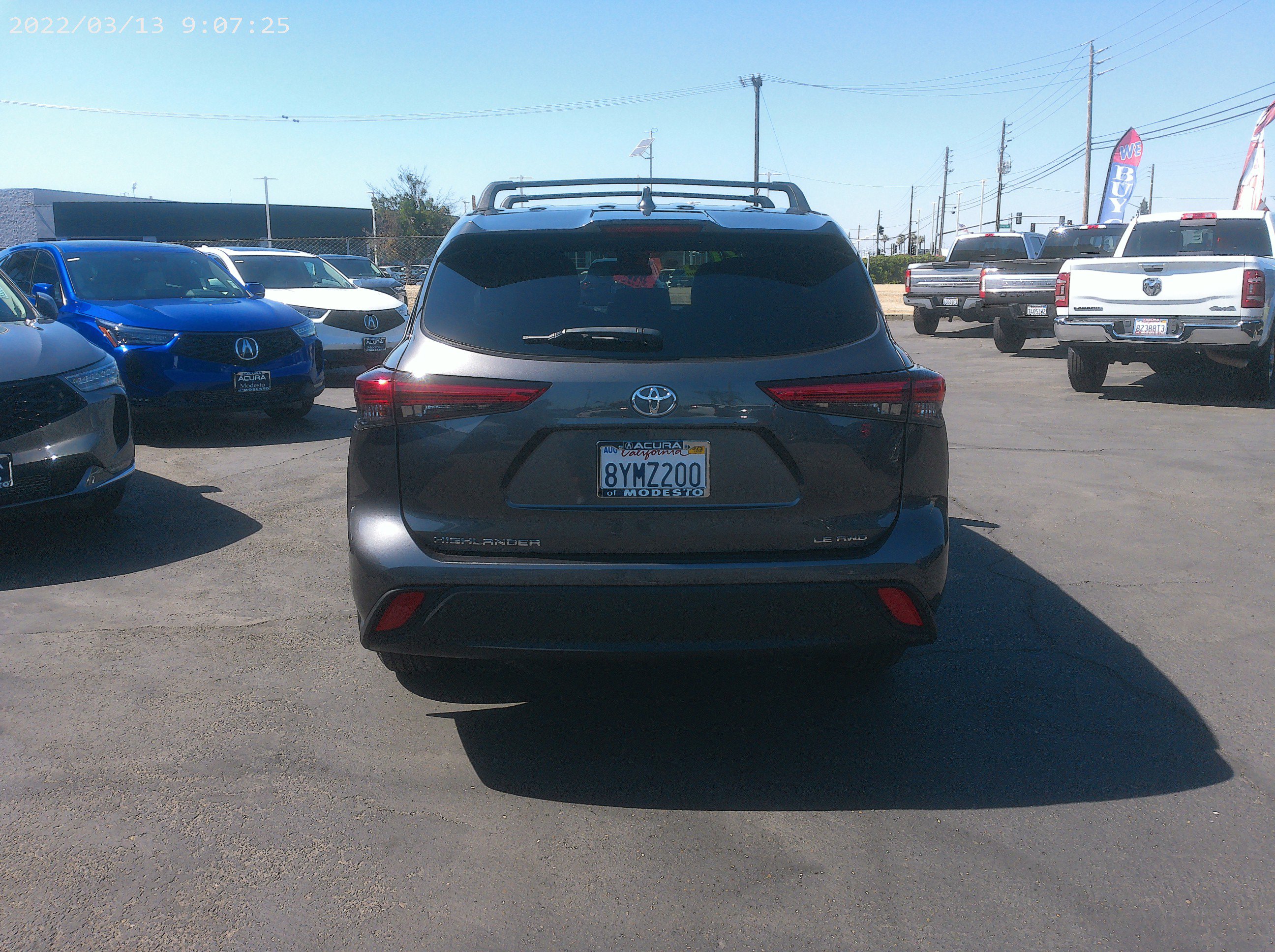 Used 2021 Toyota Highlander LE with VIN 5TDBZRBH2MS145646 for sale in Modesto, CA