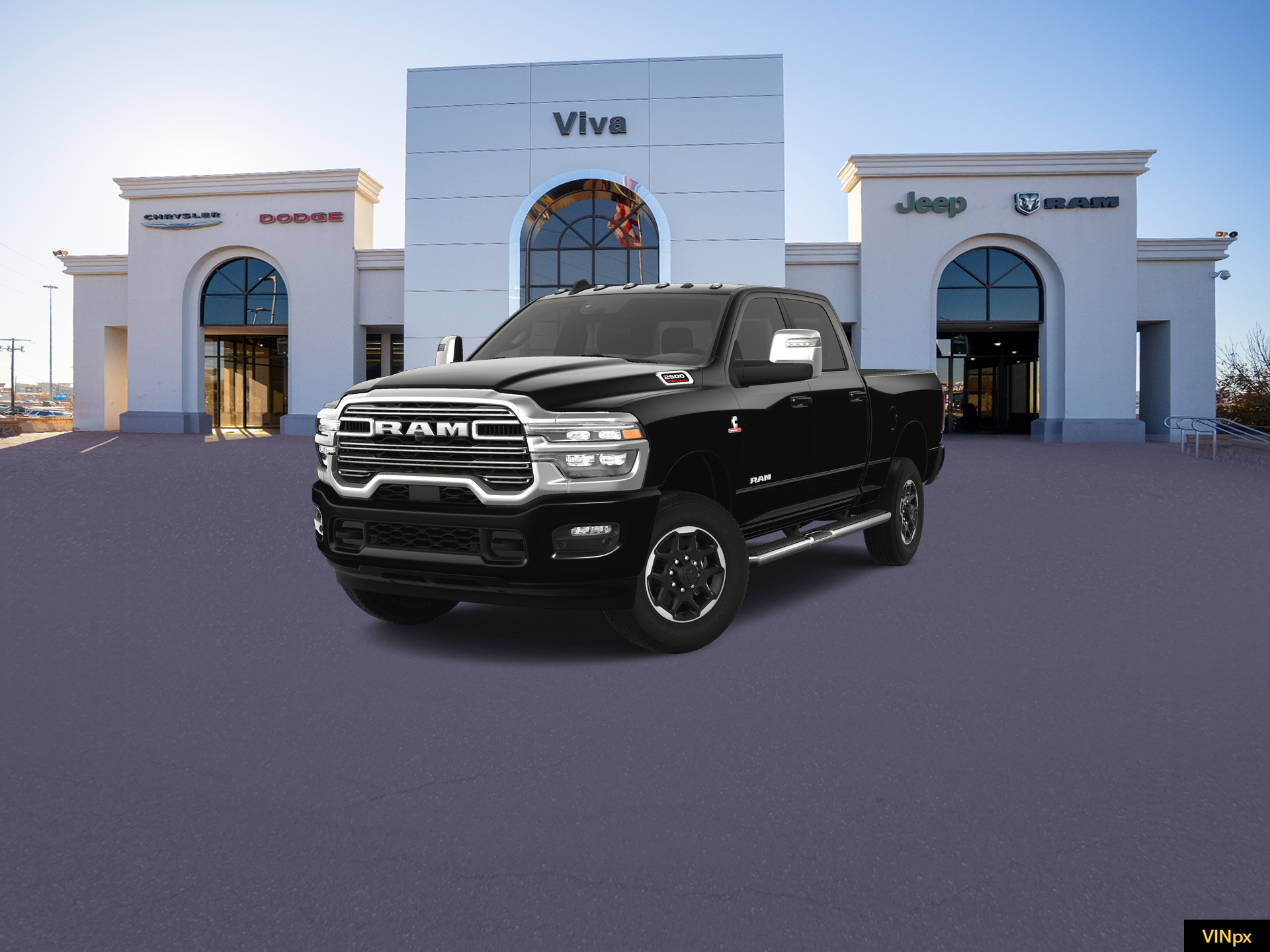 New 2025 Diamond Black Crystal Pearl-Coat Exterior Paint RAM Laramie image 1