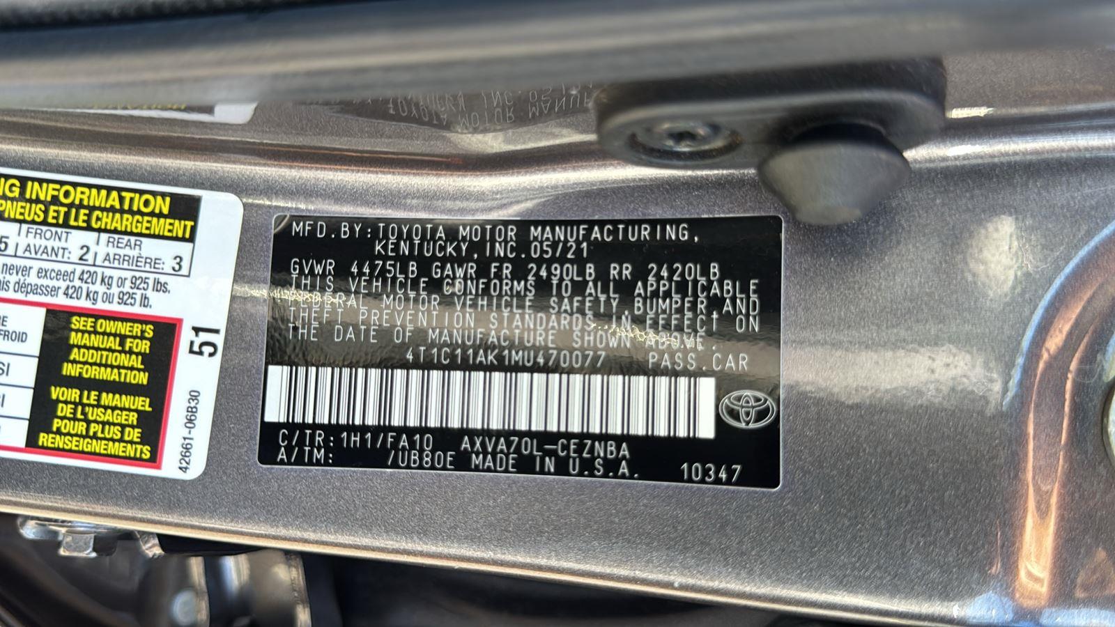 2021 Toyota Camry LE photo 23