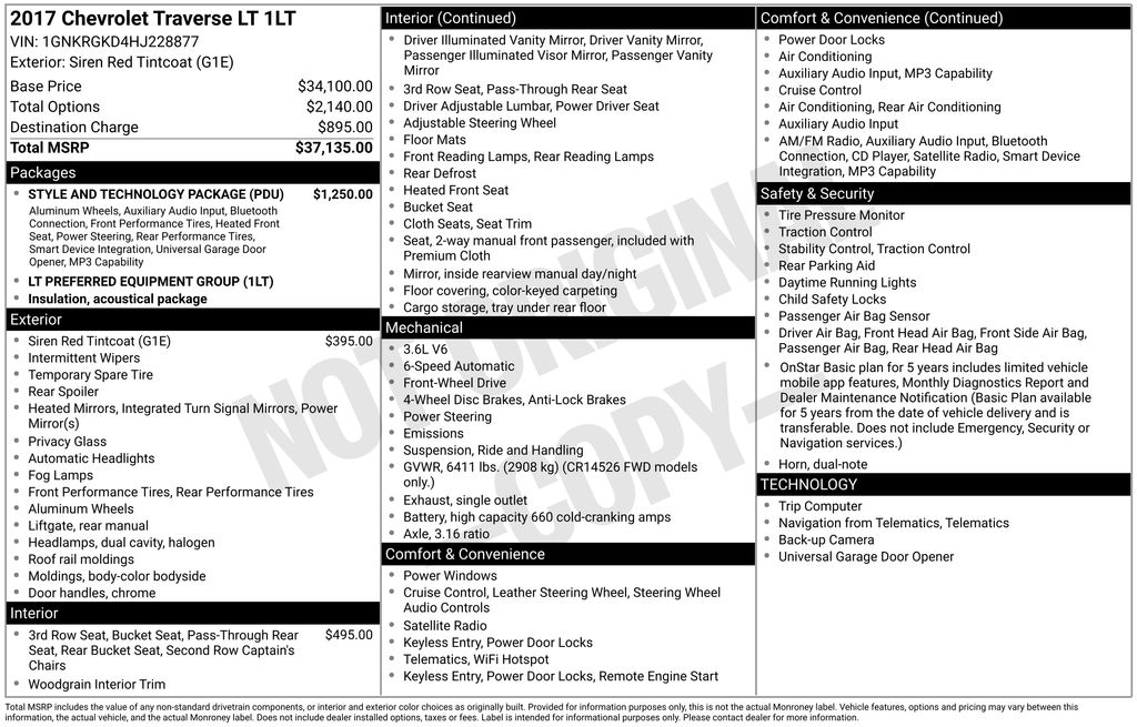 2017 Chevrolet Traverse 1LT's photo