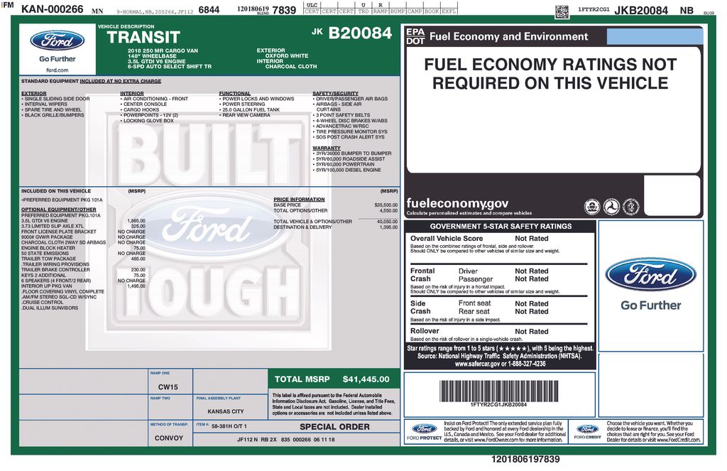 Used 2018 Ford Transit Van Base with VIN 1FTYR2CG1JKB20084 for sale in Elk River, Minnesota