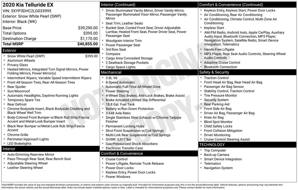 Used 2020 Kia Telluride EX with VIN 5XYP3DHC2LG033995 for sale in Elk River, Minnesota