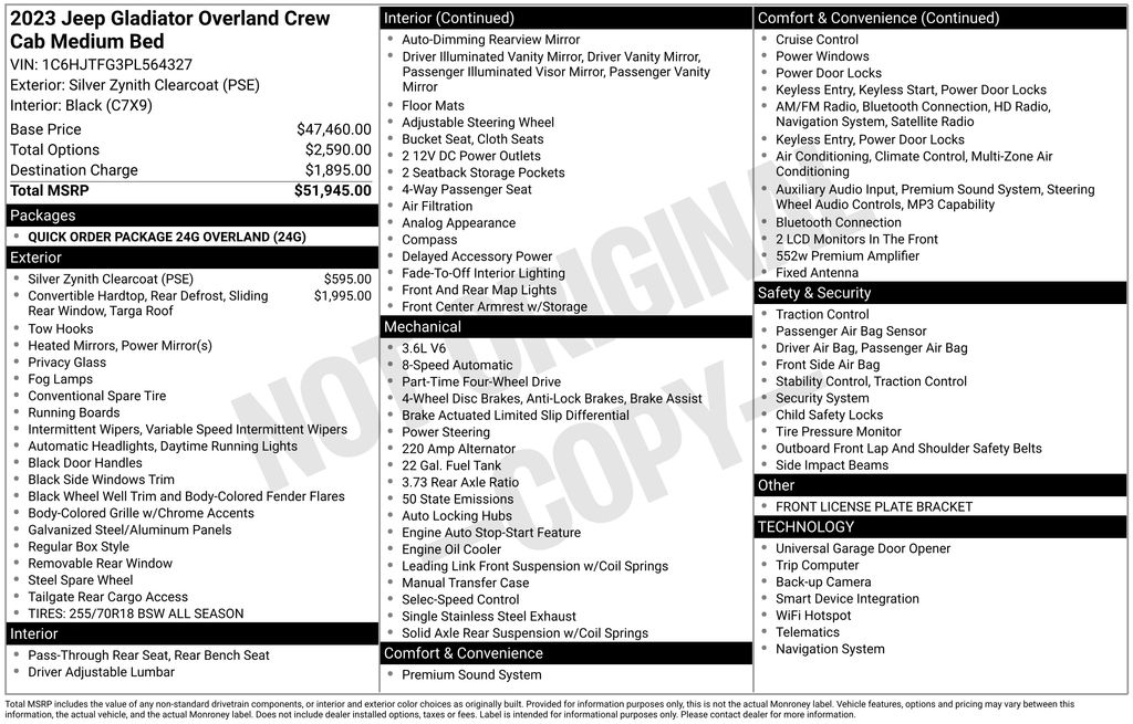 Used 2023 Jeep Gladiator Overland with VIN 1C6HJTFG3PL564327 for sale in Elk River, Minnesota