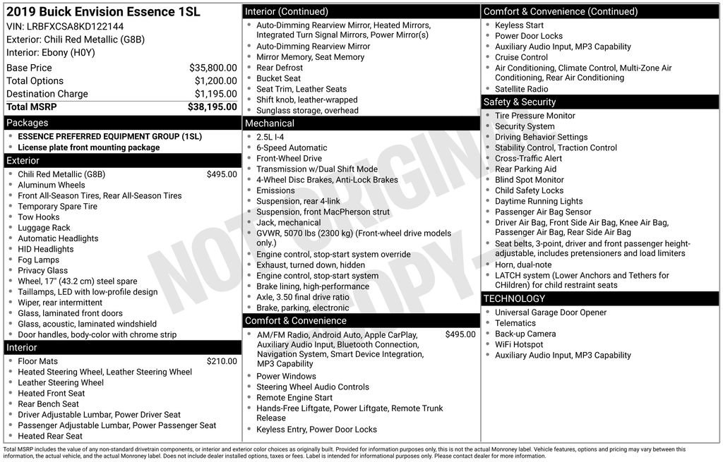 2019 Buick Envision Essence's photo