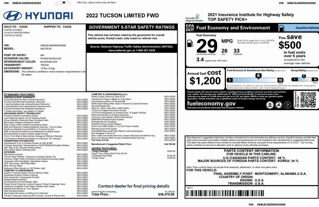 2022 Hyundai Tucson Limited