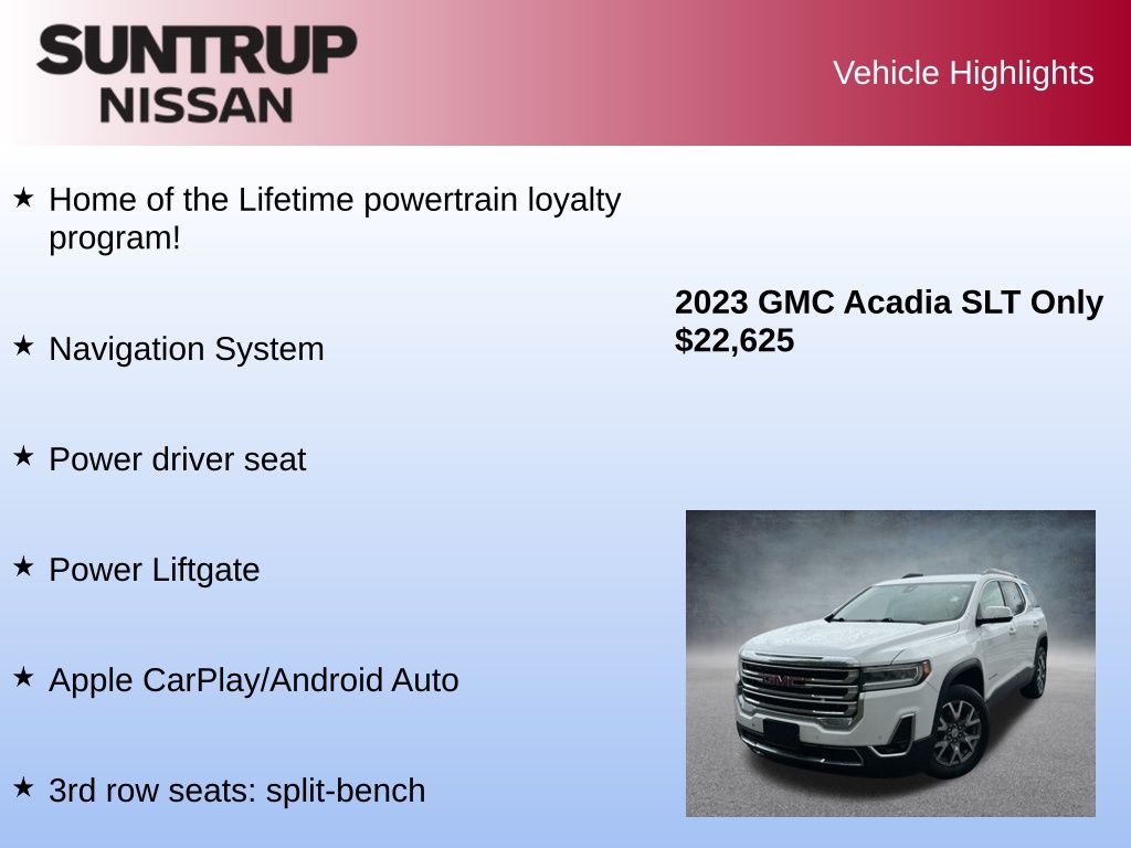 Image of Pre-Owned 2023 GMC Acadia SLT With Navigation & AWD