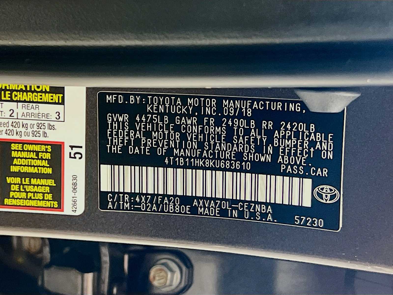 2019 Toyota Camry LE photo 28