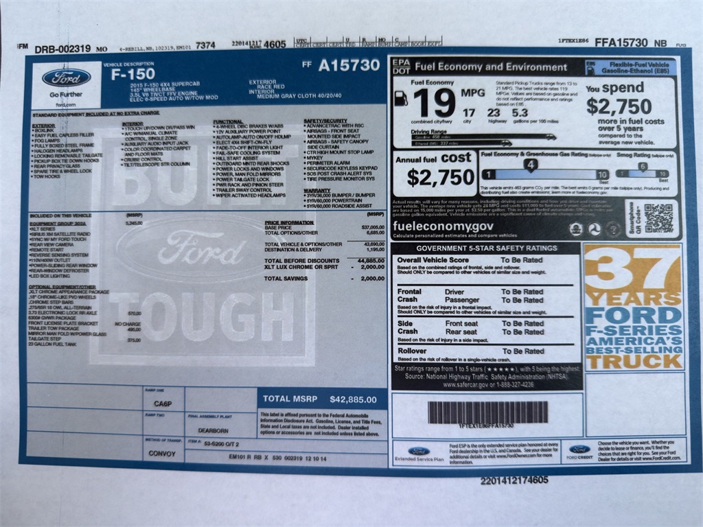 Used 2015 Ford F-150 XL with VIN 1FTEX1E86FFA15730 for sale in Kansas City