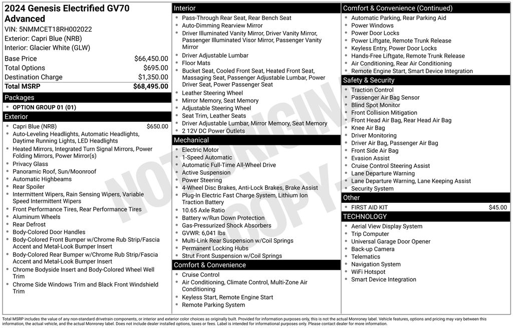 Used 2024 GENESIS GV70 Advanced with VIN 5NMMCET18RH002022 for sale in Highland Park, IL