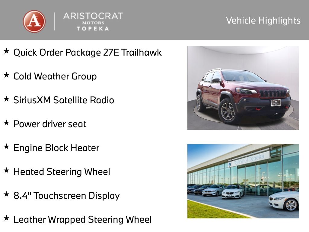 Used 2020 Jeep Cherokee Trailhawk with VIN 1C4PJMBX1LD518094 for sale in Kansas City