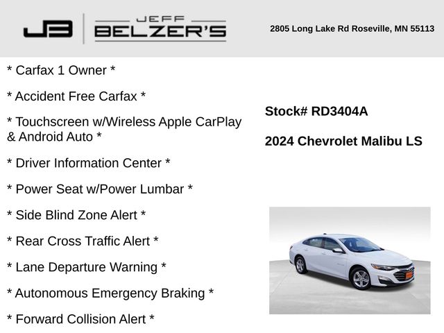 Used 2024 Chevrolet Malibu 1FL with VIN 1G1ZC5ST1RF191840 for sale in New Prague, MN