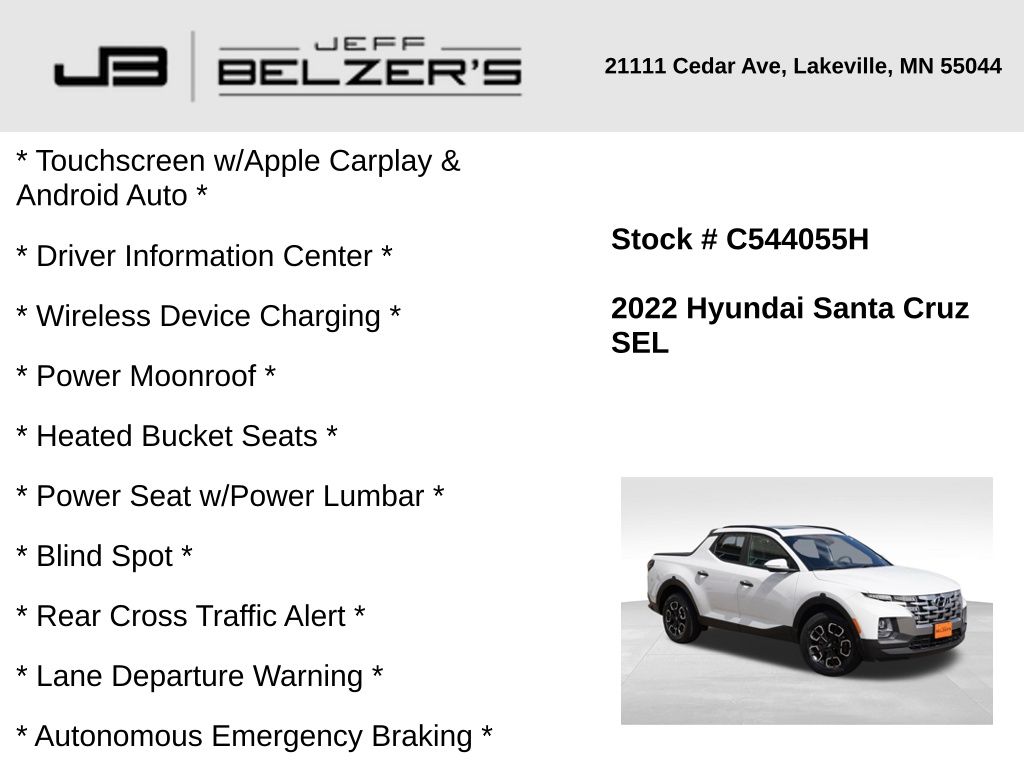 Used 2022 Hyundai Santa Cruz SEL with VIN 5NTJC4AE9NH032101 for sale in Lakeville, MN