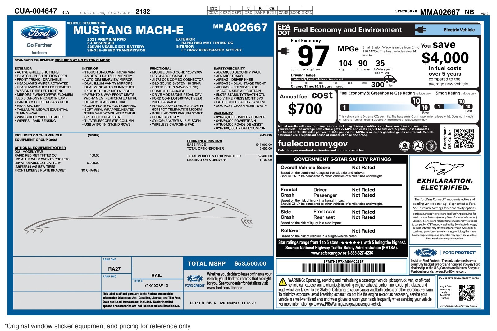 Used 2021 Ford Mustang Mach-E Premium RWD with VIN 3FMTK3R7XMMA02667 for sale in Newport Beach, CA