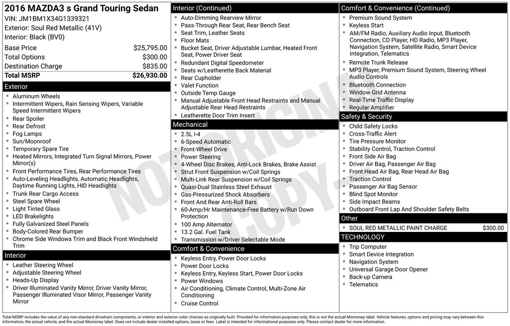 Used 2016 Mazda MAZDA3 s Grand Touring with VIN JM1BM1X34G1339321 for sale in Buena Park, CA