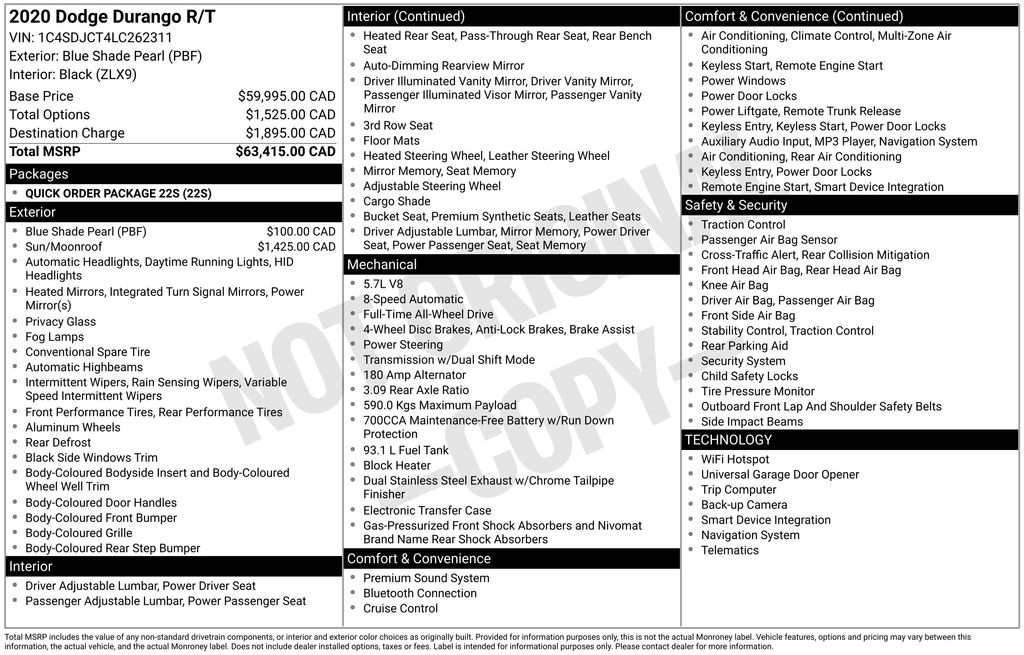 Used 2020 Dodge Durango R/T with VIN 1C4SDJCT4LC262311 for sale in Elk River, Minnesota