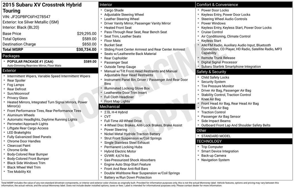 2015 Subaru XV Crosstrek Hybrid Touring's photo