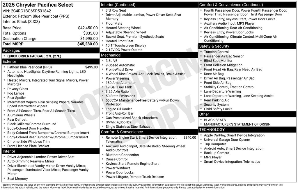 2025 Chrysler Pacifica Select
