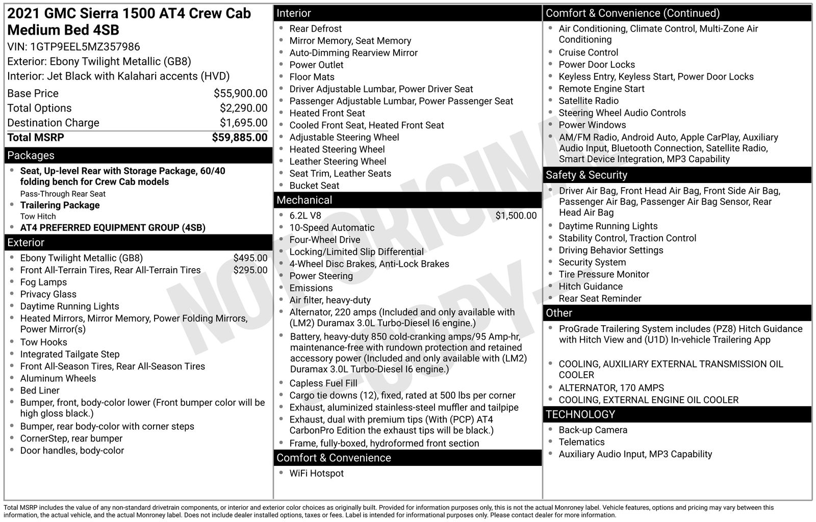 Used 2021 GMC Sierra 1500 AT4 with VIN 1GTP9EEL5MZ357986 for sale in Brainerd, Minnesota