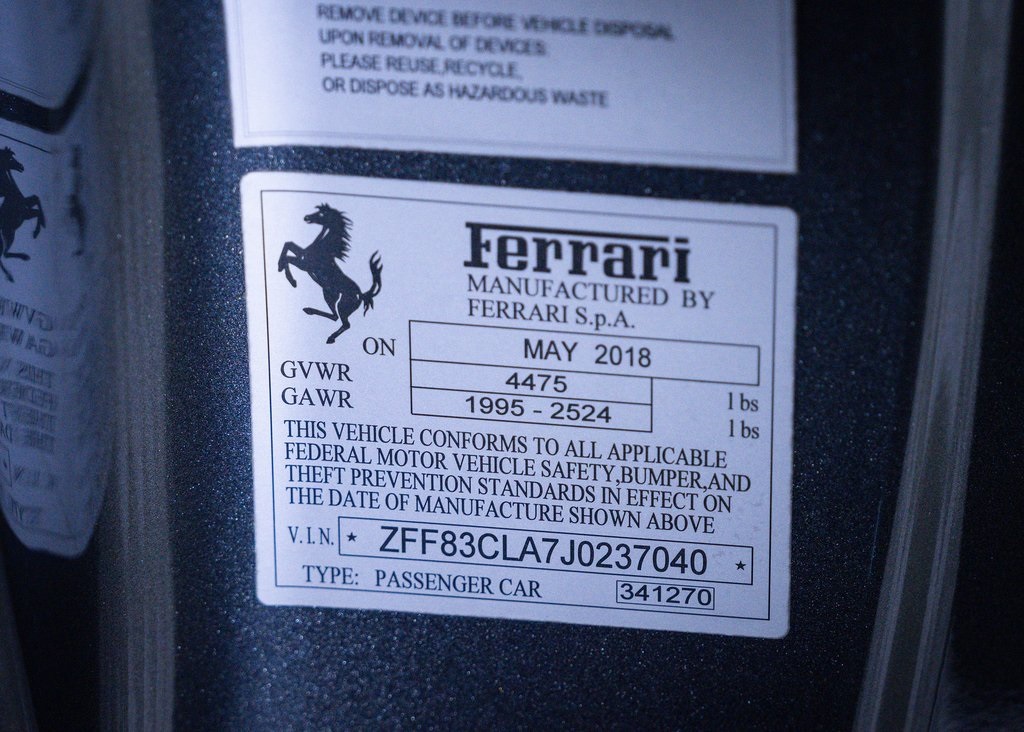 Certified Used 2018 Grigio Silverstone Metallic Ferrari Base image 27