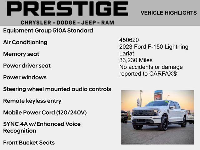 Used 2023 Ford F-150 Lightning Lariat with VIN 1FTVW1EL1PWG01776 for sale in Las Vegas, NV