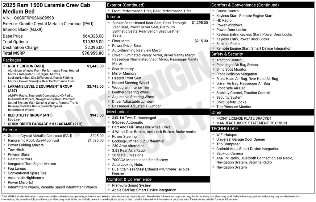 Used 2025 RAM Ram 1500 Pickup Laramie with VIN 1C6SRFRP0SN689598 for sale in Elk River, Minnesota
