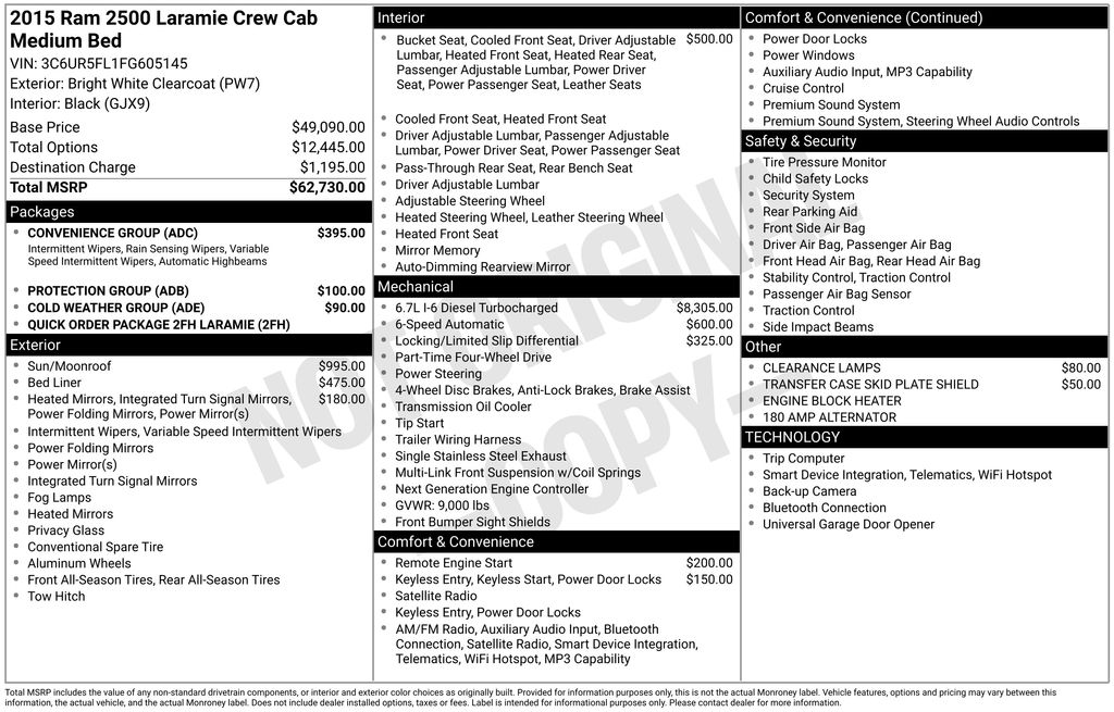 Used 2015 RAM Ram 2500 Pickup Laramie with VIN 3C6UR5FL1FG605145 for sale in Elk River, Minnesota