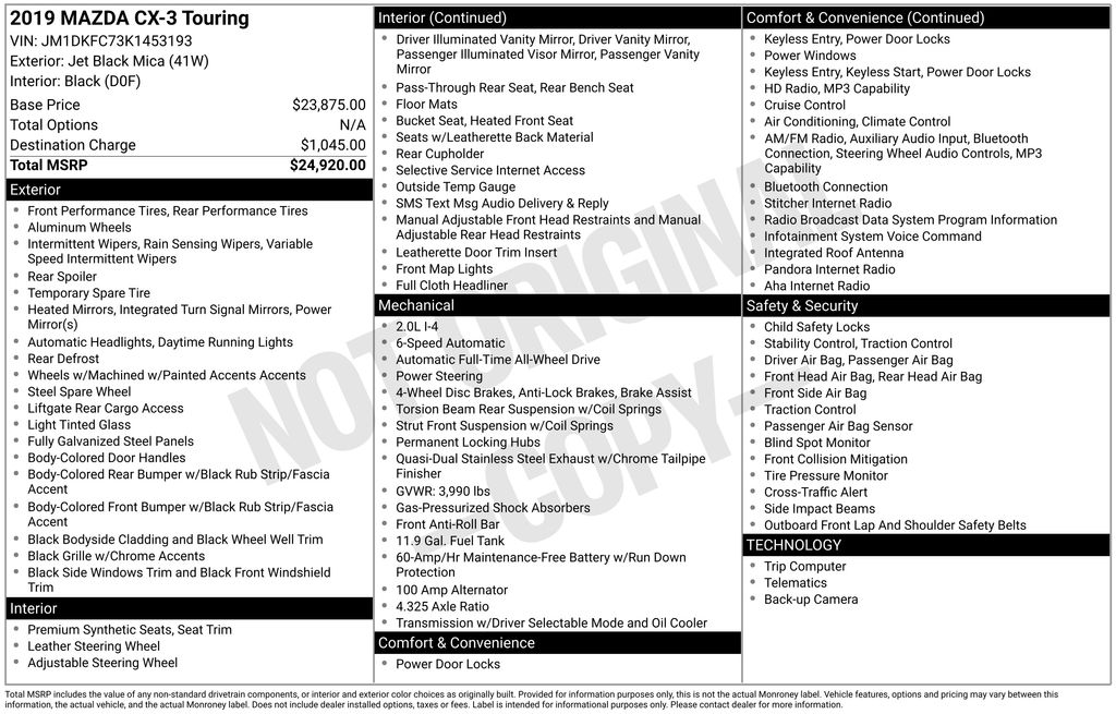 Used 2019 Mazda CX-3 Touring with VIN JM1DKFC73K1453193 for sale in Elk River, Minnesota