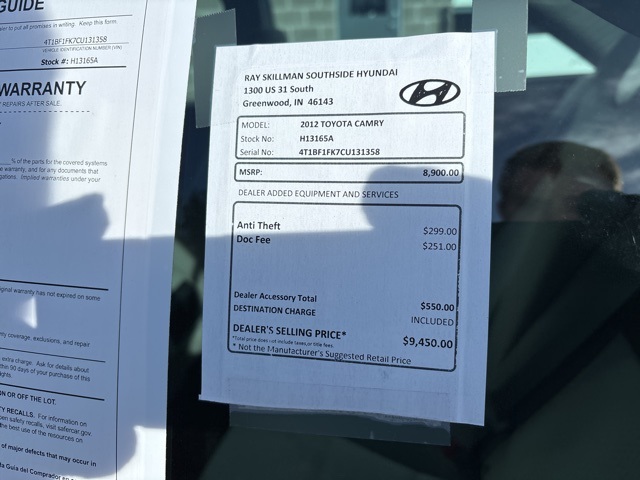 Used 2012 Toyota Camry LE with VIN 4T1BF1FK7CU131358 for sale in Greenwood, IN