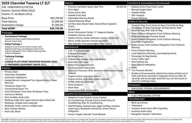 2025 Chevrolet Traverse LT's photo