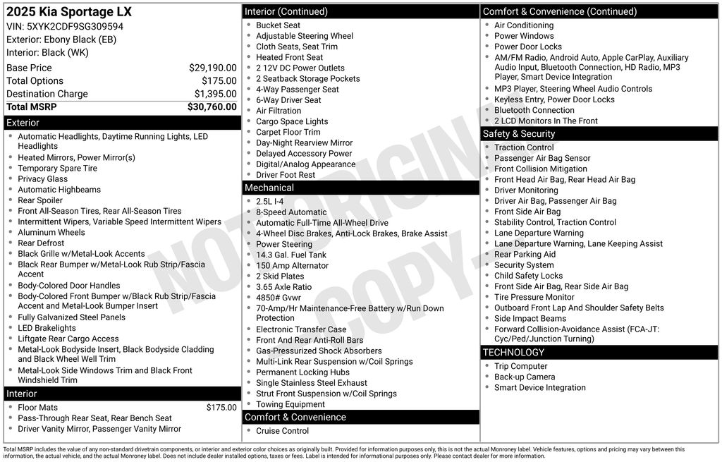 Used 2025 Kia Sportage LX with VIN 5XYK2CDF9SG309594 for sale in Elk River, Minnesota