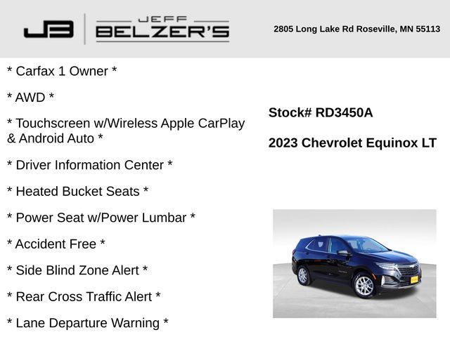 Certified 2023 Chevrolet Equinox LT with VIN 3GNAXTEG6PL246286 for sale in Lakeville, MN