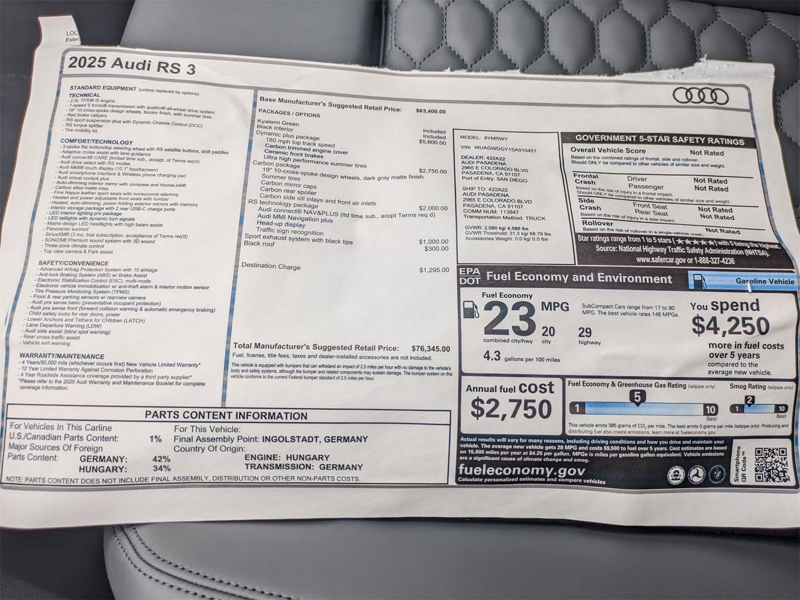 2025 Audi RS 3 Base photo 14
