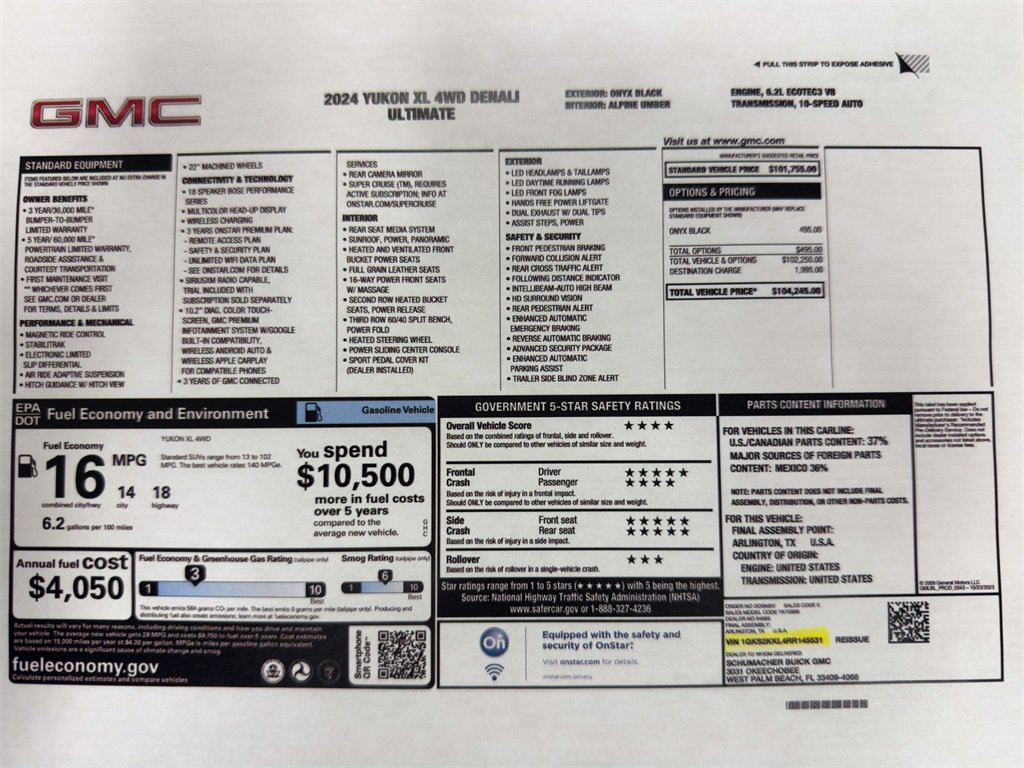 Used 2024 GMC Yukon XL Denali Ultimate with VIN 1GKS2KKL4RR145531 for sale in Kansas City