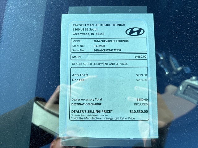 Used 2014 Chevrolet Equinox 2LT with VIN 2GNALCEKXE6177832 for sale in Greenwood, IN