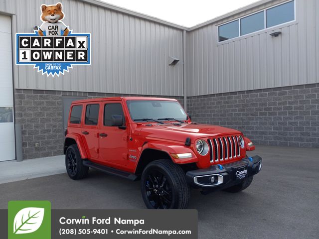 Used 2022 Red Jeep Unlimited Sahara 4xe image 1