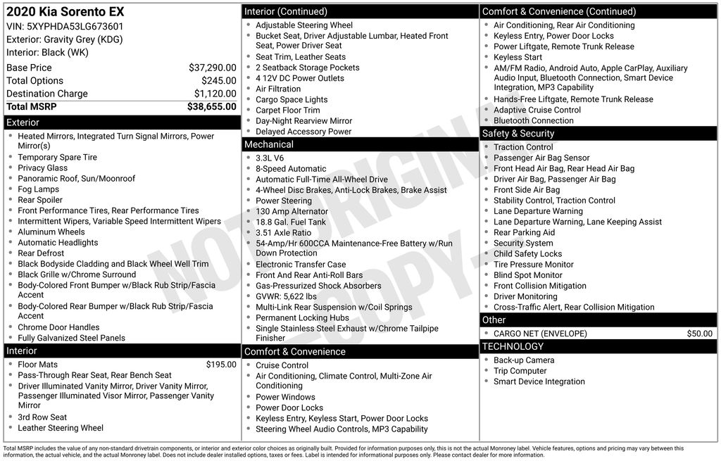 2020 Kia Sorento EX's photo