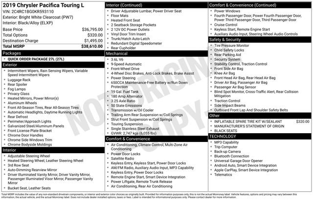 2019 Chrysler Pacifica Touring L's photo