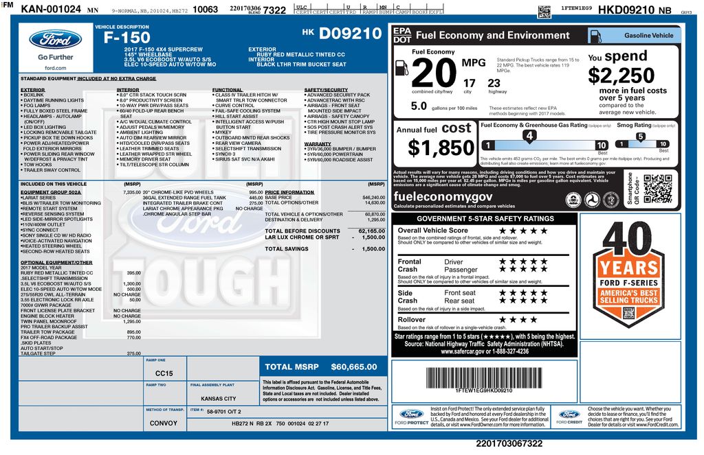 Used 2017 Ford F-150 Lariat with VIN 1FTEW1EG9HKD09210 for sale in Elk River, Minnesota