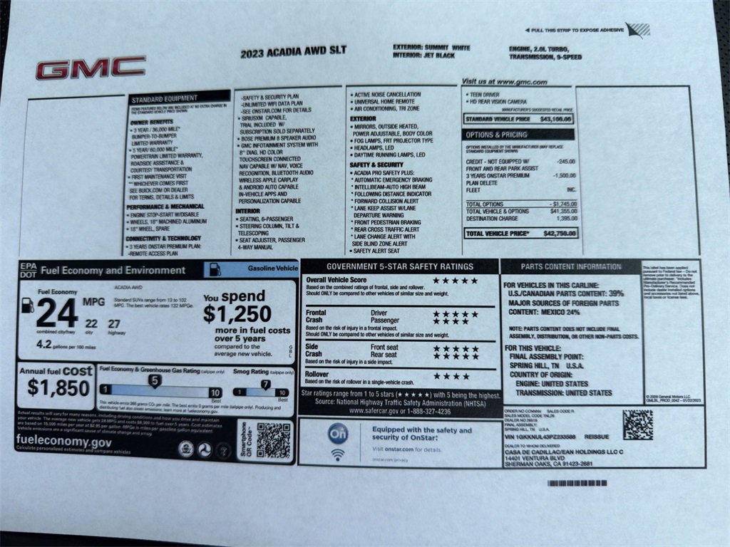 Used 2023 GMC Acadia SLT with VIN 1GKKNUL43PZ233588 for sale in Kansas City