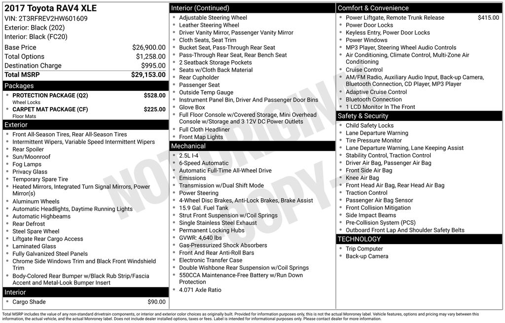 Used 2017 Toyota RAV4 XLE with VIN 2T3RFREV2HW601609 for sale in Redlands, CA